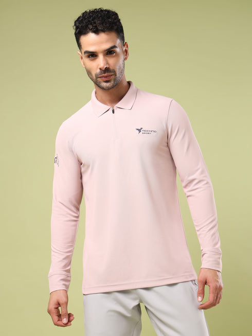 Men Solid Slim Fit Polo Sports T-shirt with MATPIQ