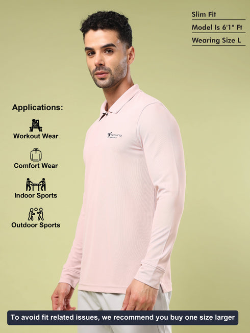Men Solid Slim Fit Polo Sports T-shirt with MATPIQ