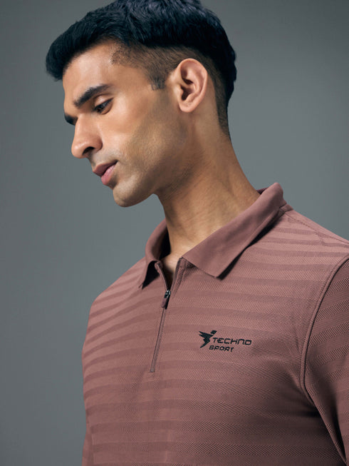 Men Solid Slim Fit Polo Sports T-shirt with MATPIQ