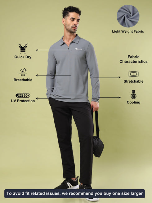 Men Solid Slim Fit Polo Sports T-shirt with MATPIQ