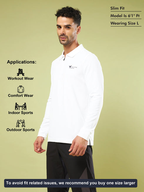 Men Solid Slim Fit Polo Sports T-shirt with MATPIQ