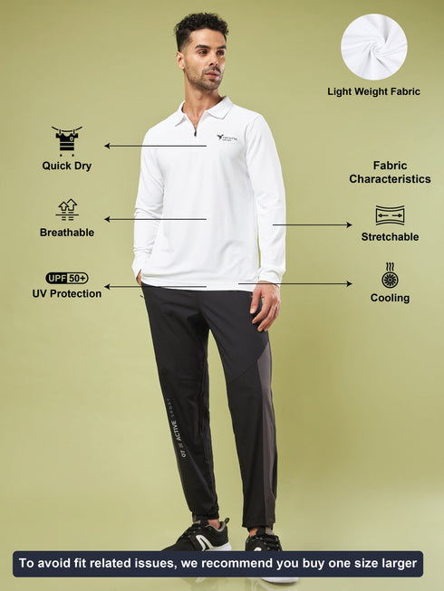 Men Solid Slim Fit Polo Sports T-shirt with MATPIQ