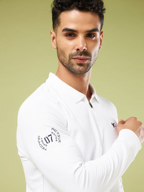 Men Solid Slim Fit Polo Sports T-shirt with MATPIQ