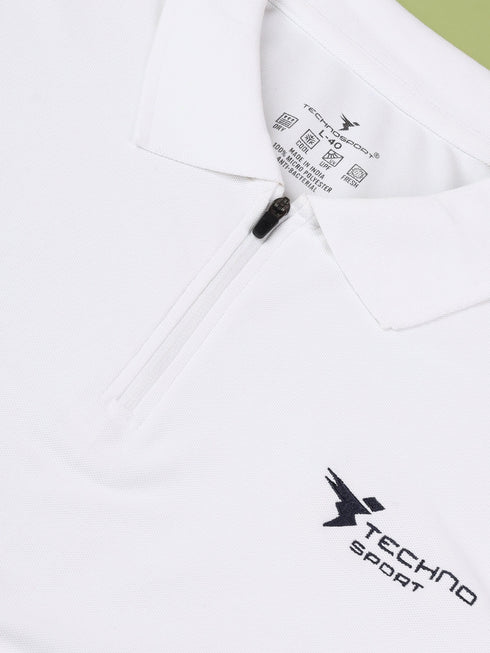 Men Solid Slim Fit Polo Sports T-shirt with MATPIQ