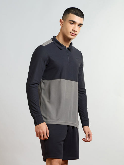 Men Colorblock Slim Fit Polo T-shirt with MATPIQ
