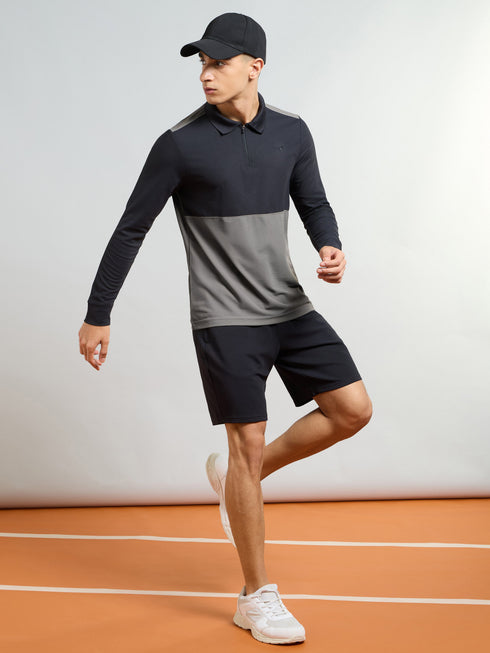 Men Colorblock Slim Fit Polo T-shirt with MATPIQ