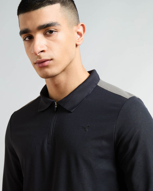 Men Colorblock Slim Fit Polo T-shirt with MATPIQ