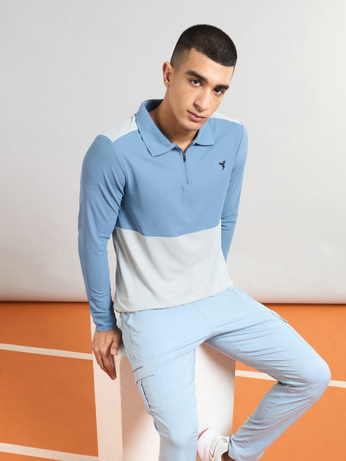 Men Colorblock Slim Fit Polo T-shirt with MATPIQ