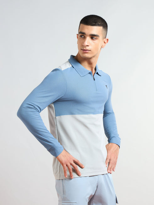 Men Colorblock Slim Fit Polo T-shirt with MATPIQ