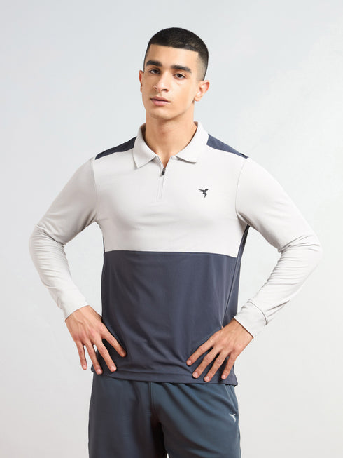 Men Colorblock Slim Fit Polo T-shirt with MATPIQ