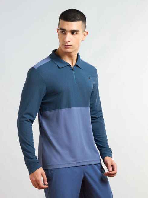 Men Colorblock Slim Fit Polo T-shirt with MATPIQ