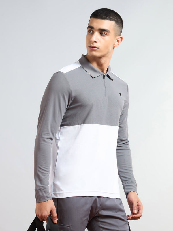Men Colorblock Slim Fit Polo T-shirt with MATPIQ