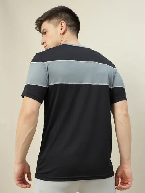 Men Colorblock Slim Fit Crew Neck T-shirt with TECHNO COOL+