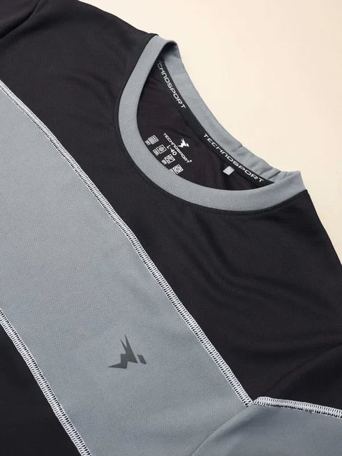Men Colorblock Slim Fit Crew Neck T-shirt with TECHNO COOL+