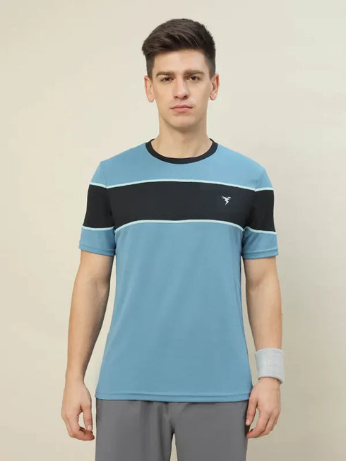 Men Colorblock Slim Fit Crew Neck T-shirt with TECHNO COOL+