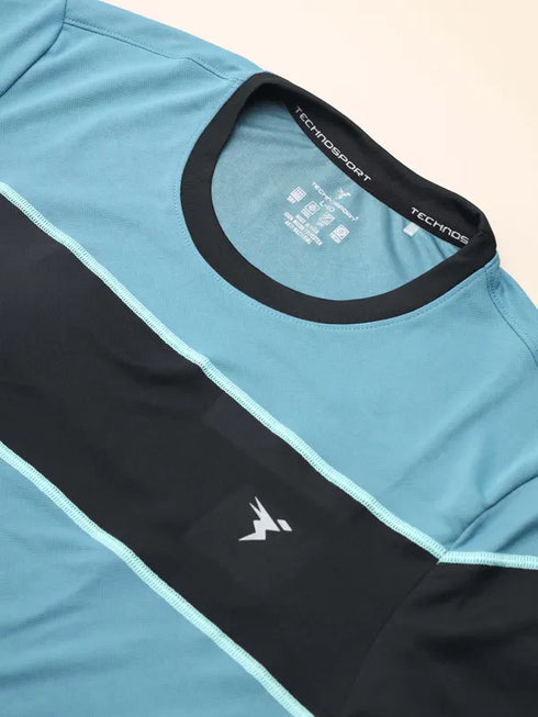Men Colorblock Slim Fit Crew Neck T-shirt with TECHNO COOL+