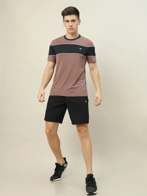Men Colorblock Slim Fit Crew Neck T-shirt with TECHNO COOL+