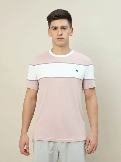 Men Colorblock Slim Fit Crew Neck T-shirt with TECHNO COOL+