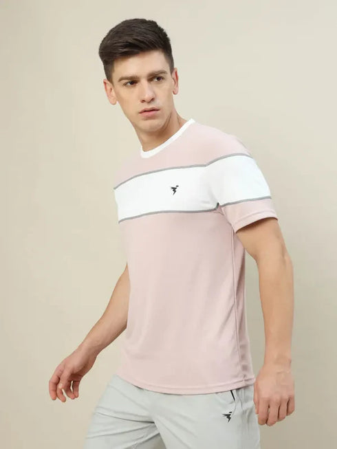 Men Colorblock Slim Fit Crew Neck T-shirt with TECHNO COOL+