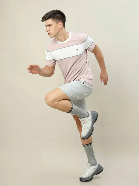 Men Colorblock Slim Fit Crew Neck T-shirt with TECHNO COOL+