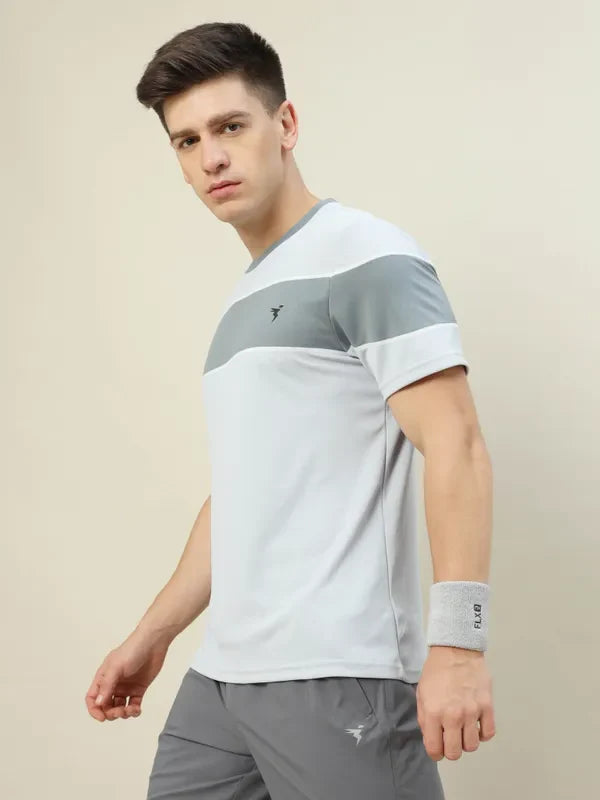 Men Colorblock Slim Fit Crew Neck T-shirt with TECHNO COOL+