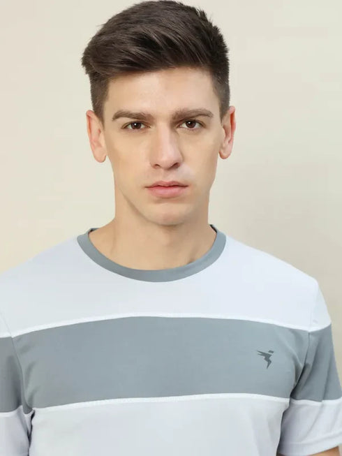 Men Colorblock Slim Fit Crew Neck T-shirt with TECHNO COOL+