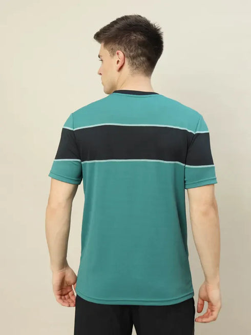 Men Colorblock Slim Fit Crew Neck T-shirt with TECHNO COOL+