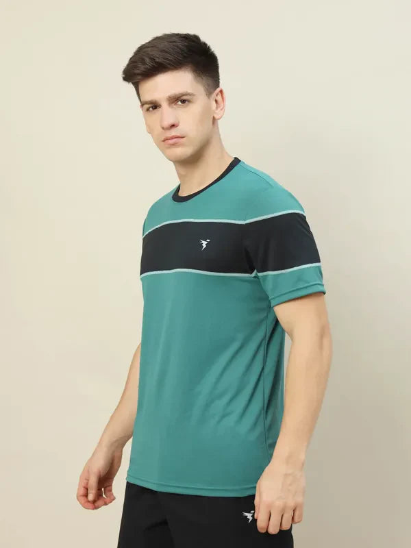 Men Colorblock Slim Fit Crew Neck T-shirt with TECHNO COOL+