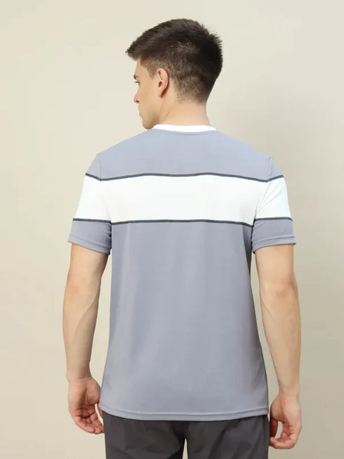 Men Colorblock Slim Fit Crew Neck T-shirt with TECHNO COOL+