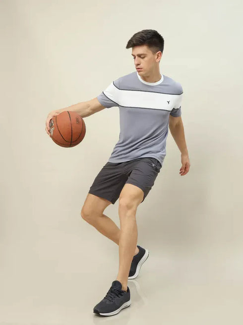 Men Colorblock Slim Fit Crew Neck T-shirt with TECHNO COOL+