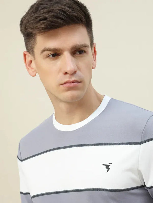 Men Colorblock Slim Fit Crew Neck T-shirt with TECHNO COOL+