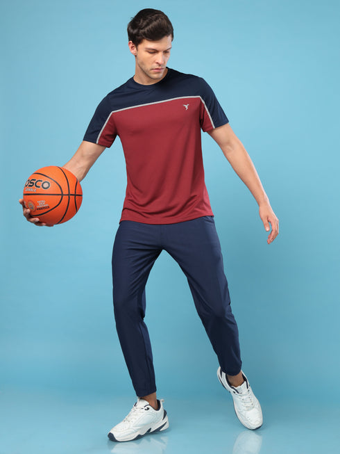Men Colorblock Slim Fit Crew Neck T-shirt with TECHNO COOL+