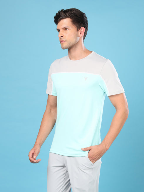 Men Colorblock Slim Fit Crew Neck T-shirt with TECHNO COOL+