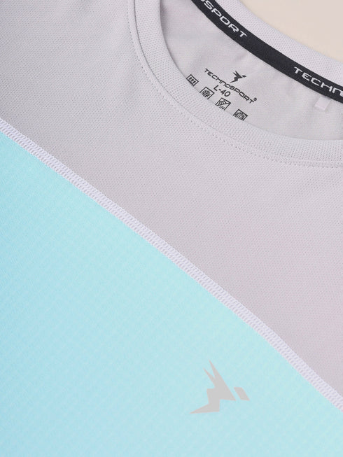 Men Colorblock Slim Fit Crew Neck T-shirt with TECHNO COOL+