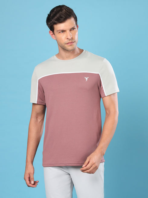 Men Colorblock Slim Fit Crew Neck T-shirt with TECHNO COOL+