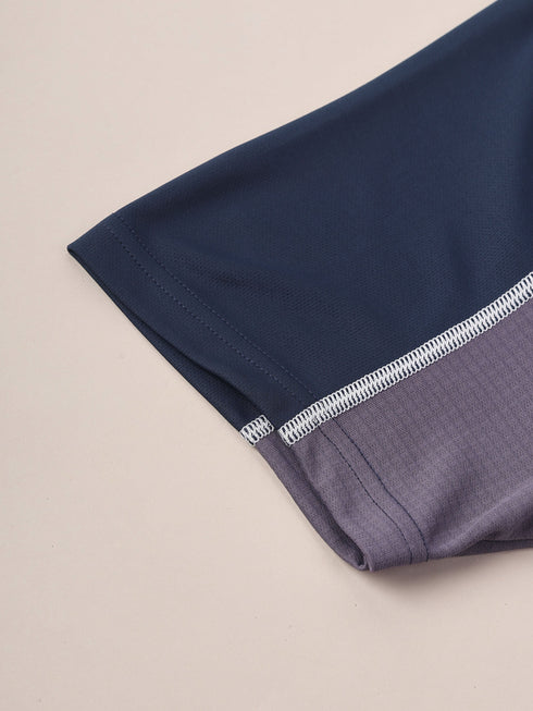 Men Colorblock Slim Fit Crew Neck T-shirt with TECHNO COOL+