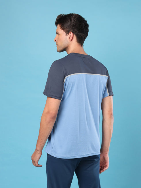 Men Colorblock Slim Fit Crew Neck T-shirt with TECHNO COOL+