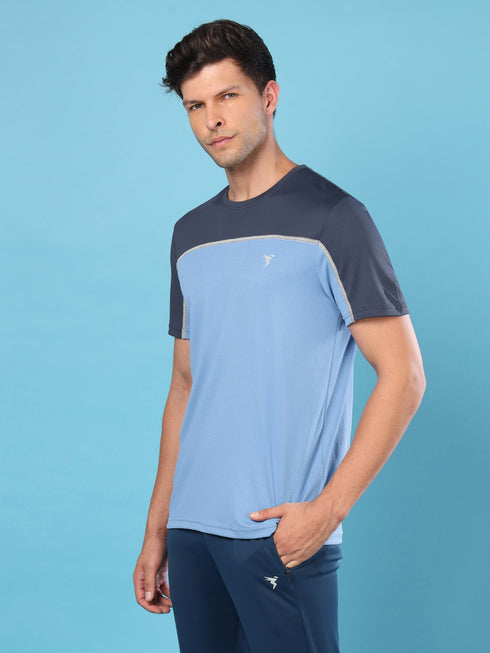 Men Colorblock Slim Fit Crew Neck T-shirt with TECHNO COOL+