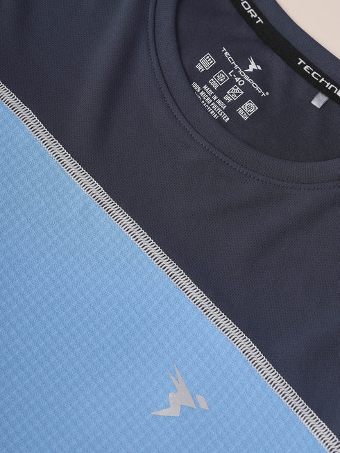 Men Colorblock Slim Fit Crew Neck T-shirt with TECHNO COOL+