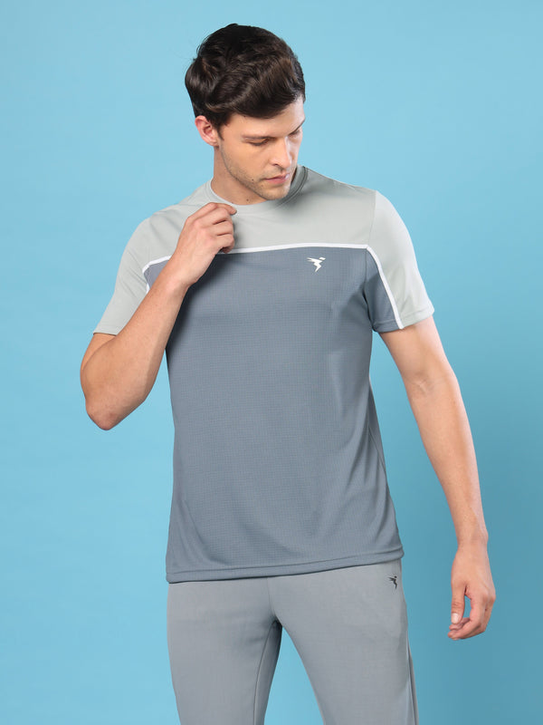 Men Colorblock Slim Fit Crew Neck T-shirt with TECHNO COOL+