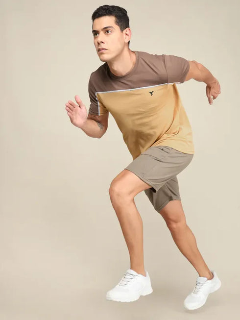 Men Colorblock Slim Fit Crew Neck T-shirt with TECHNO COOL+