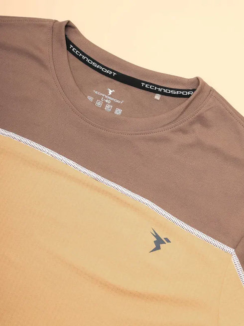 Men Colorblock Slim Fit Crew Neck T-shirt with TECHNO COOL+