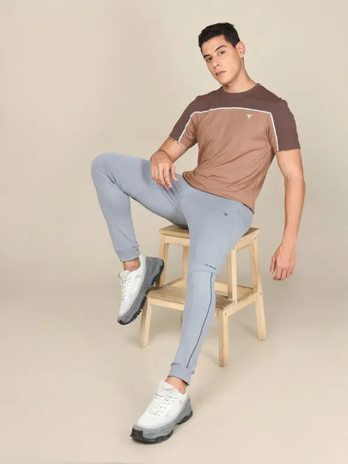 Men Colorblock Slim Fit Crew Neck T-shirt with TECHNO COOL+