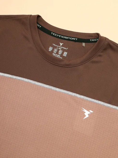 Men Colorblock Slim Fit Crew Neck T-shirt with TECHNO COOL+