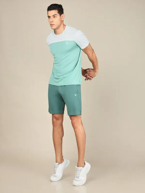 Men Colorblock Slim Fit Crew Neck T-shirt with TECHNO COOL+