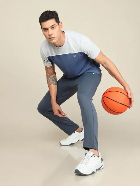 Men Colorblock Slim Fit Crew Neck T-shirt with TECHNO COOL+