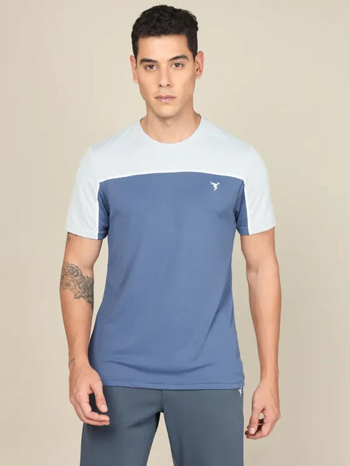 Men Colorblock Slim Fit Crew Neck T-shirt with TECHNO COOL+