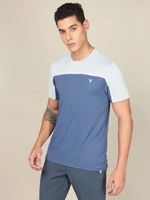 Men Colorblock Slim Fit Crew Neck T-shirt with TECHNO COOL+