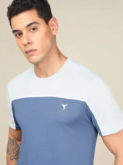 Men Colorblock Slim Fit Crew Neck T-shirt with TECHNO COOL+