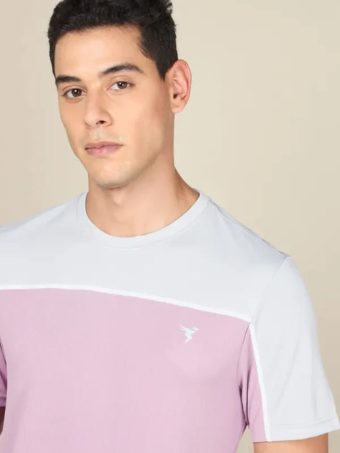 Men Colorblock Slim Fit Crew Neck T-shirt with TECHNO COOL+